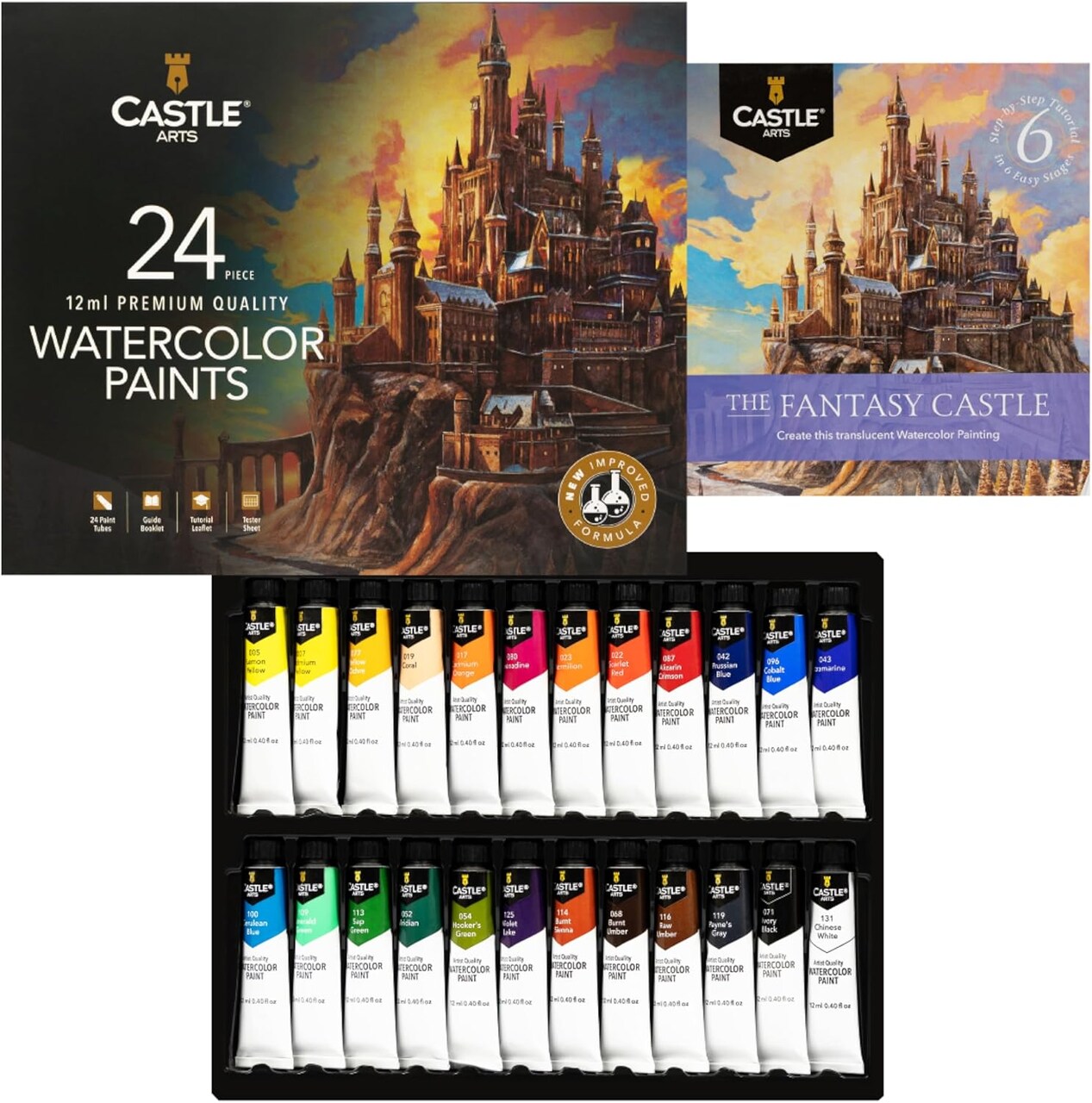 24 x 12ml Watercolor Paint Set | New Improved Formula | Value for Adult Artists | Quality, Intense Colors | Just Squeeze the Tube, Mix with Water and Get Creative (New Improved Formula)